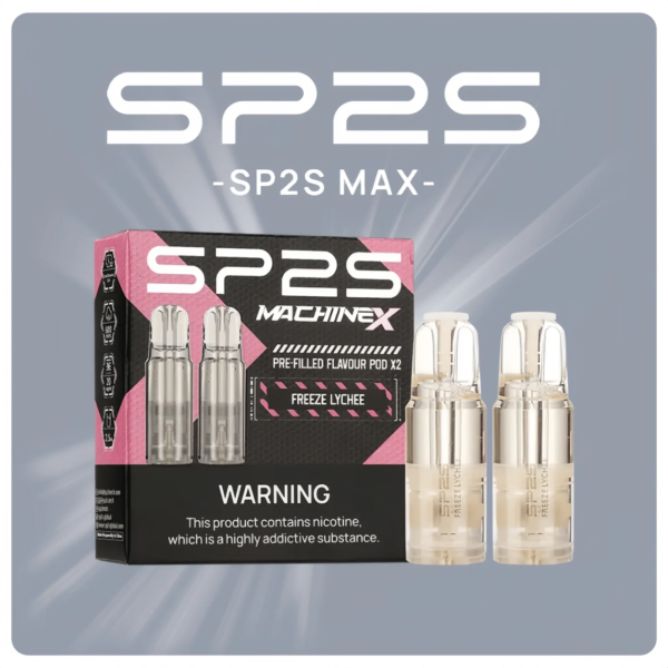 SP2S MAX 煙彈實物展示圖，含雙入包裝與透明煙彈外觀